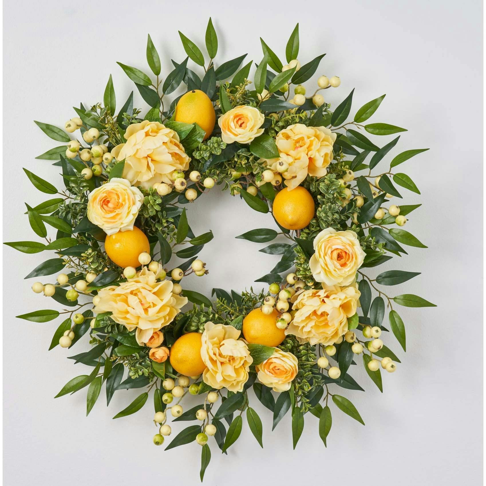 Lemonade Peony & Lemon Everyday Spring Summer Front Door Wreath