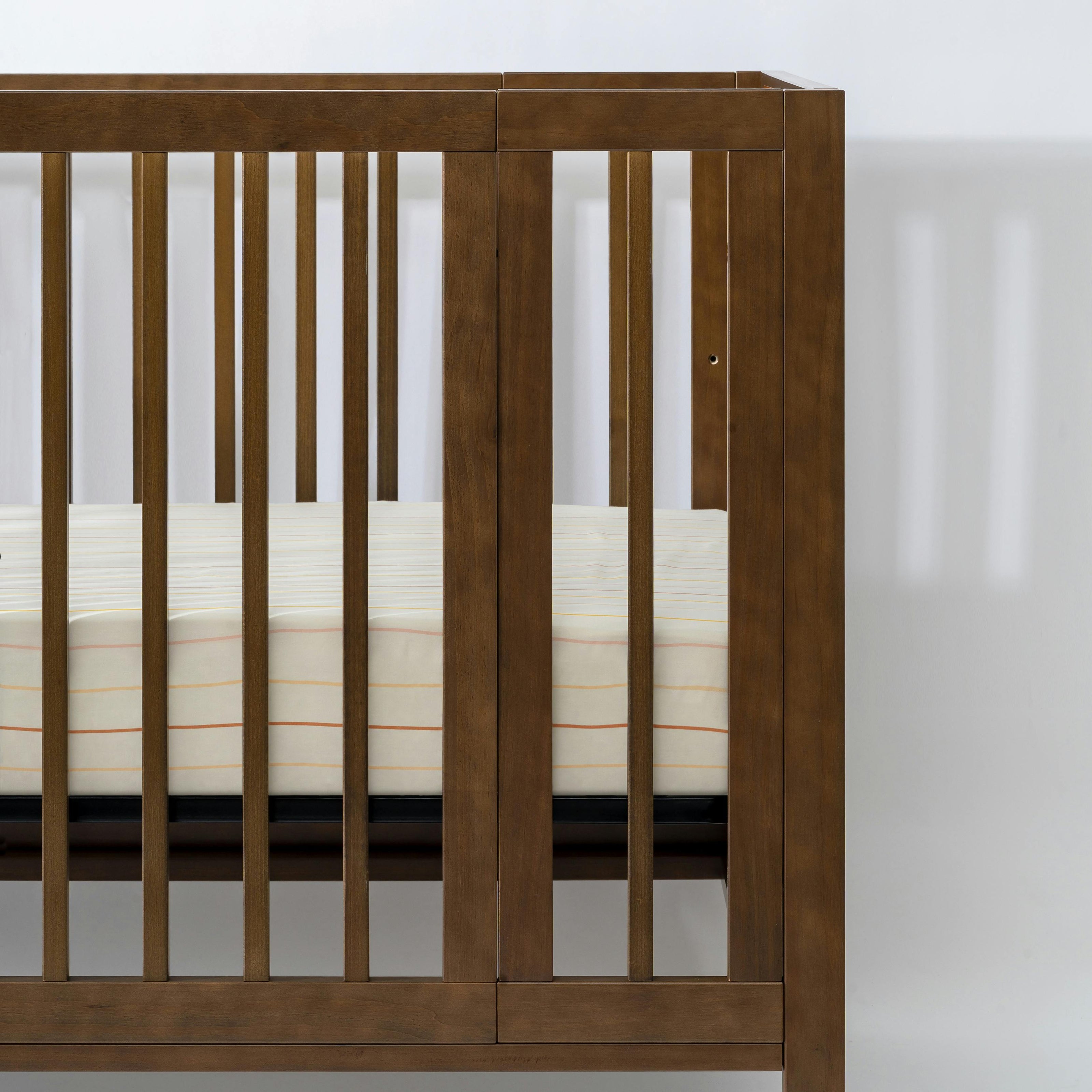Crib Sheet in GOTS Certified Organic Brushed Cotton in Ivory with Warm Multi-Color Stripes