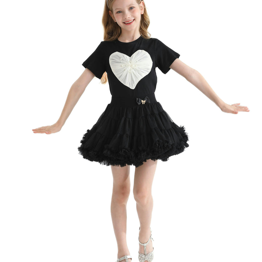 Black Pearl Heart Applique T-Shirt