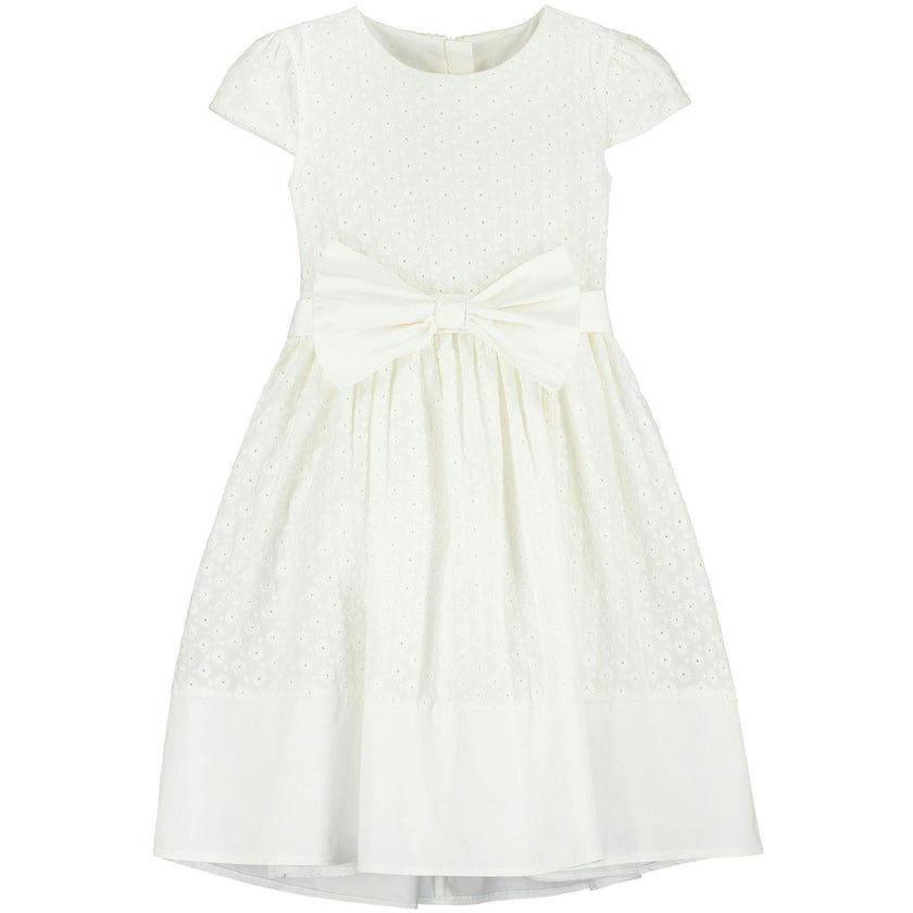Florence Embroidered Cotton Bow Girls Occasion Dress