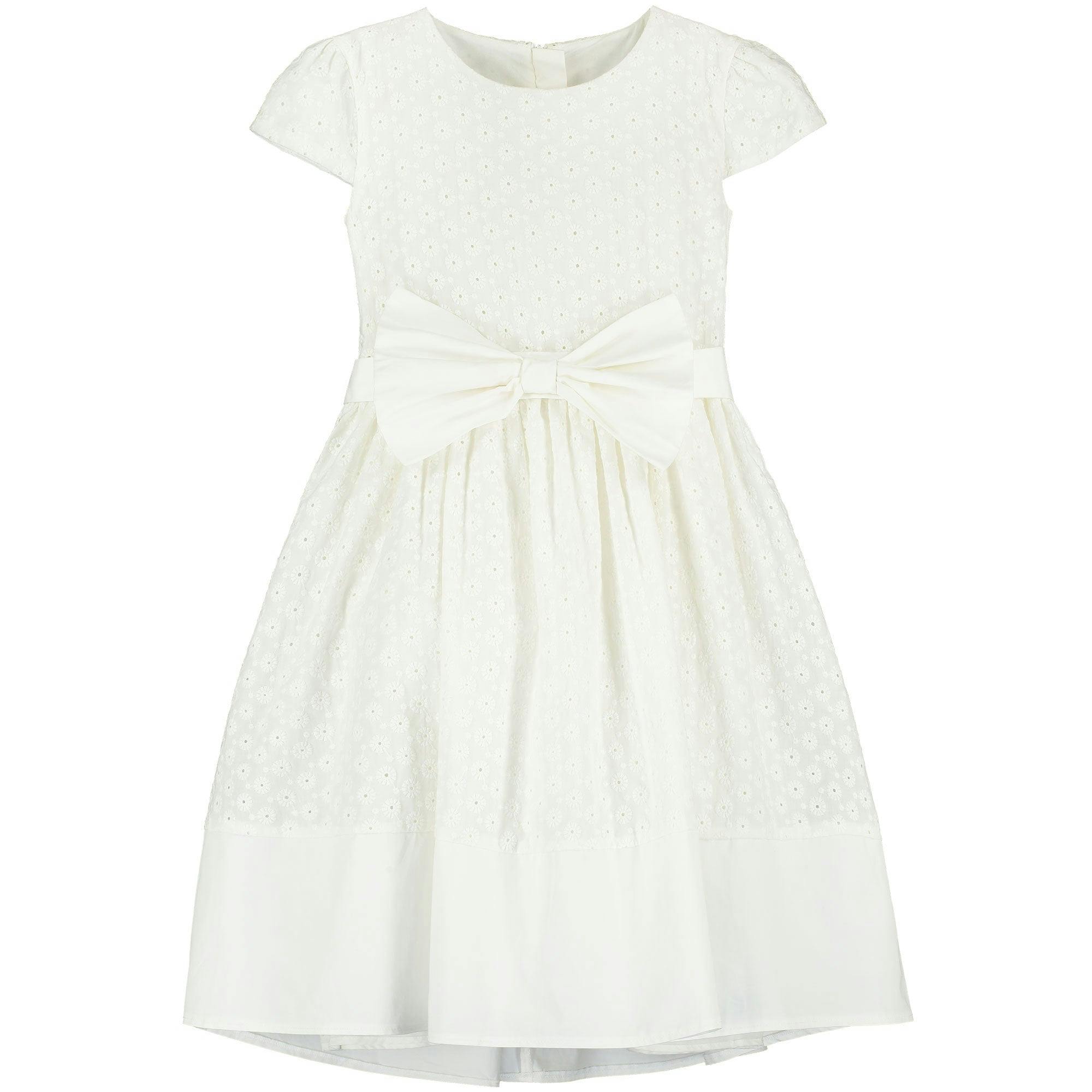 Florence Embroidered Cotton Bow Girls Occasion Dress