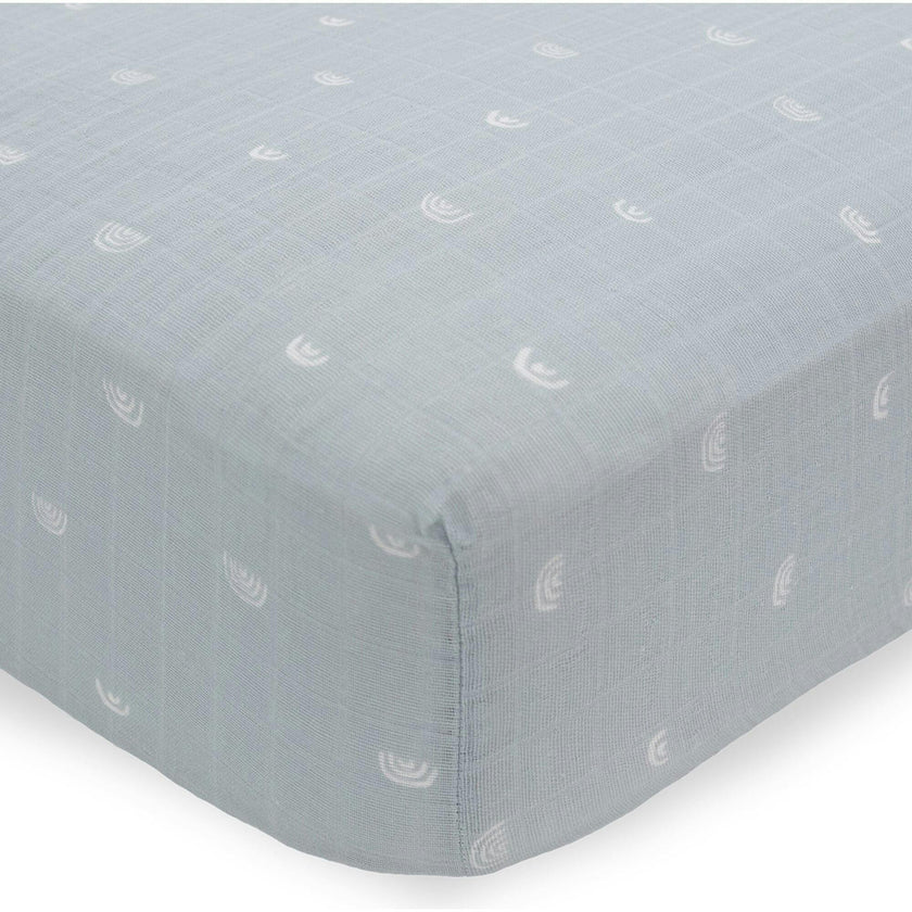Cotton Muslin Crib Sheet - Blue Rainbow