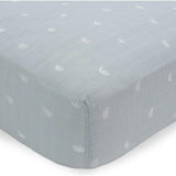 Cotton Muslin Crib Sheet - Blue Rainbow