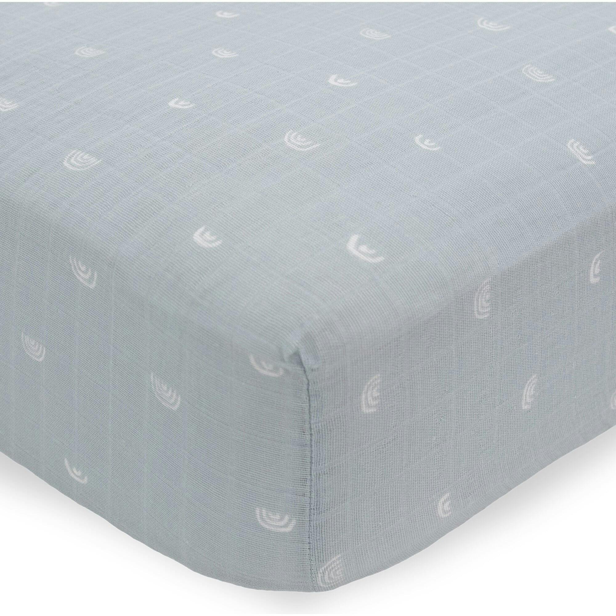 Cotton Muslin Crib Sheet - Blue Rainbow