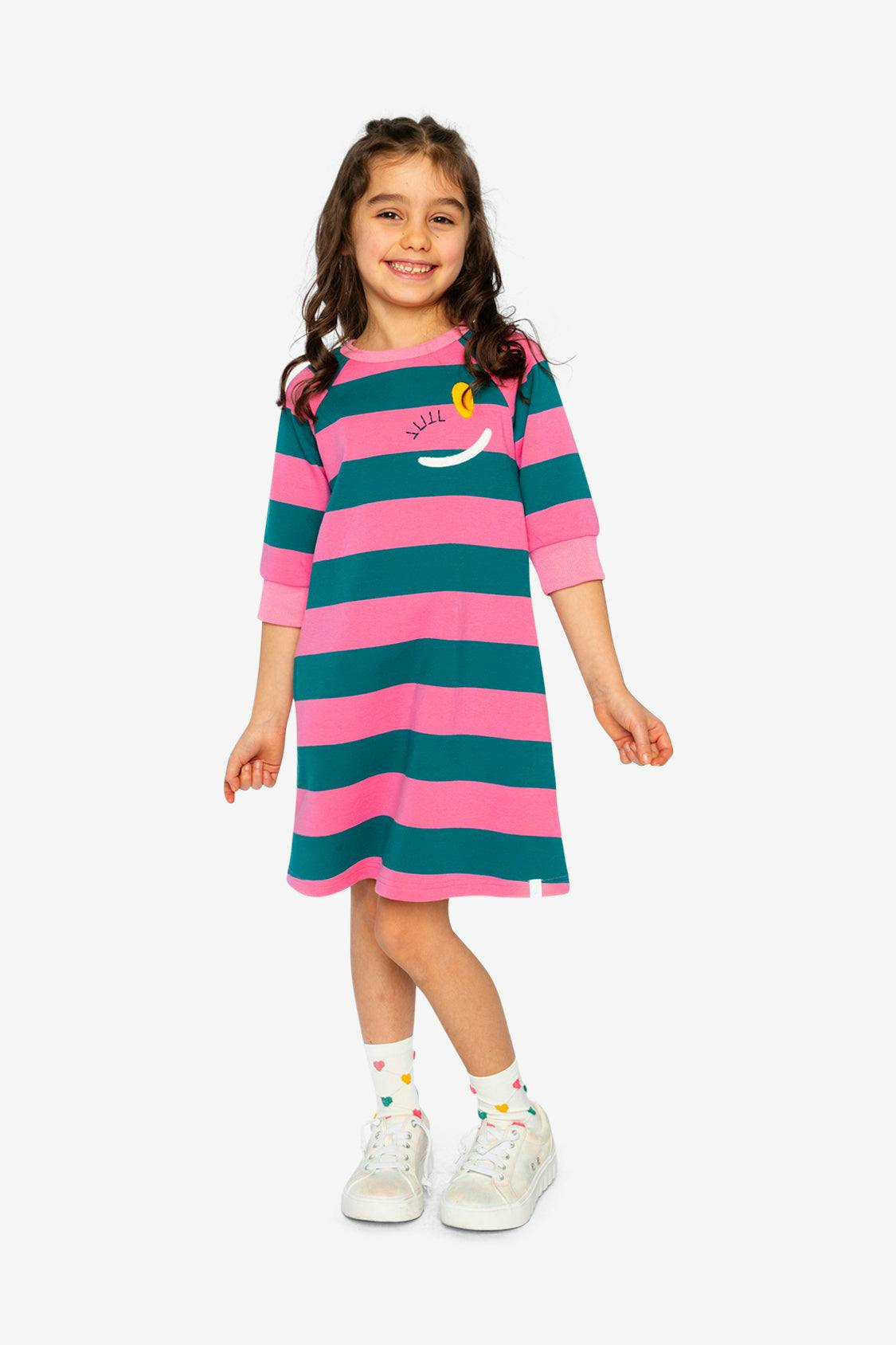 Engineer Stripe Dress Pink and Green Stripes