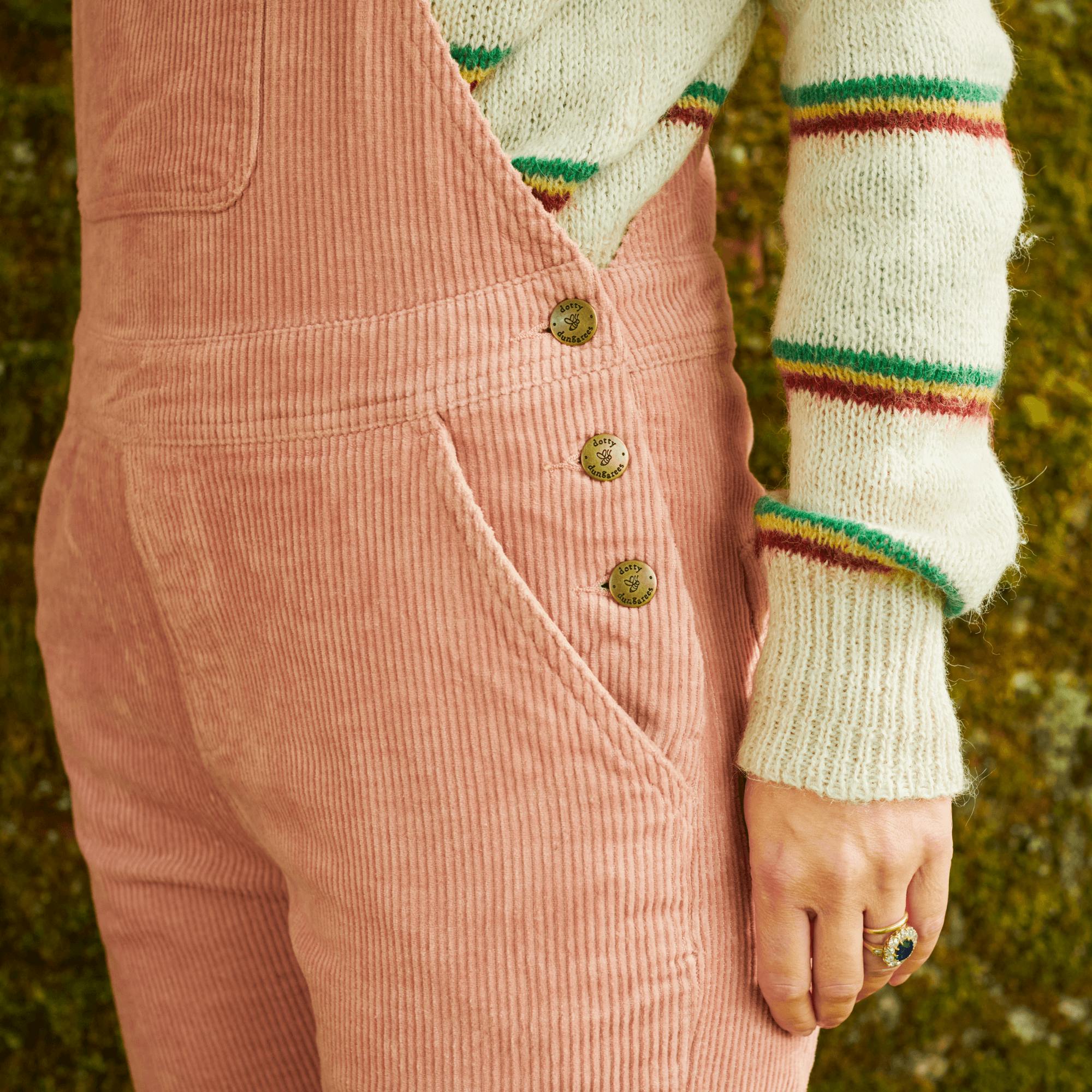 Adult Pink Chunky Cord Overalls