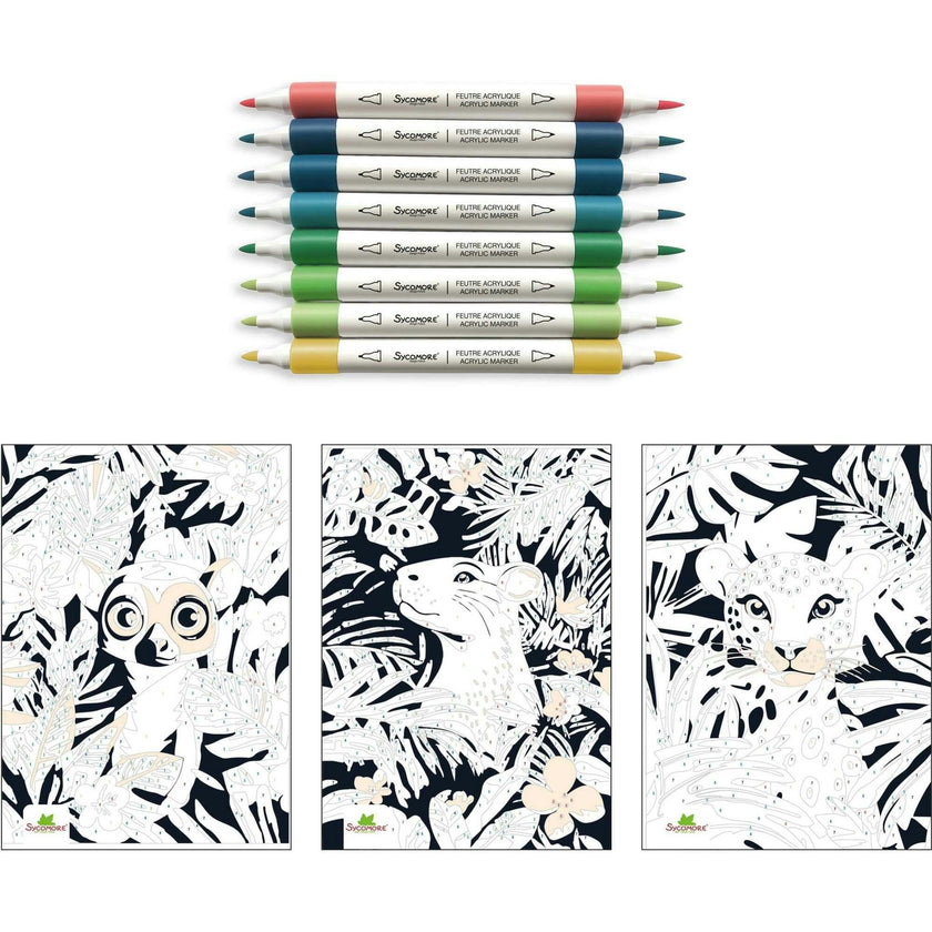 Artissimo - Acrylic Markers By Numbers Jungle - 7y+