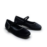 Black Michelle Satin Velvet Flats