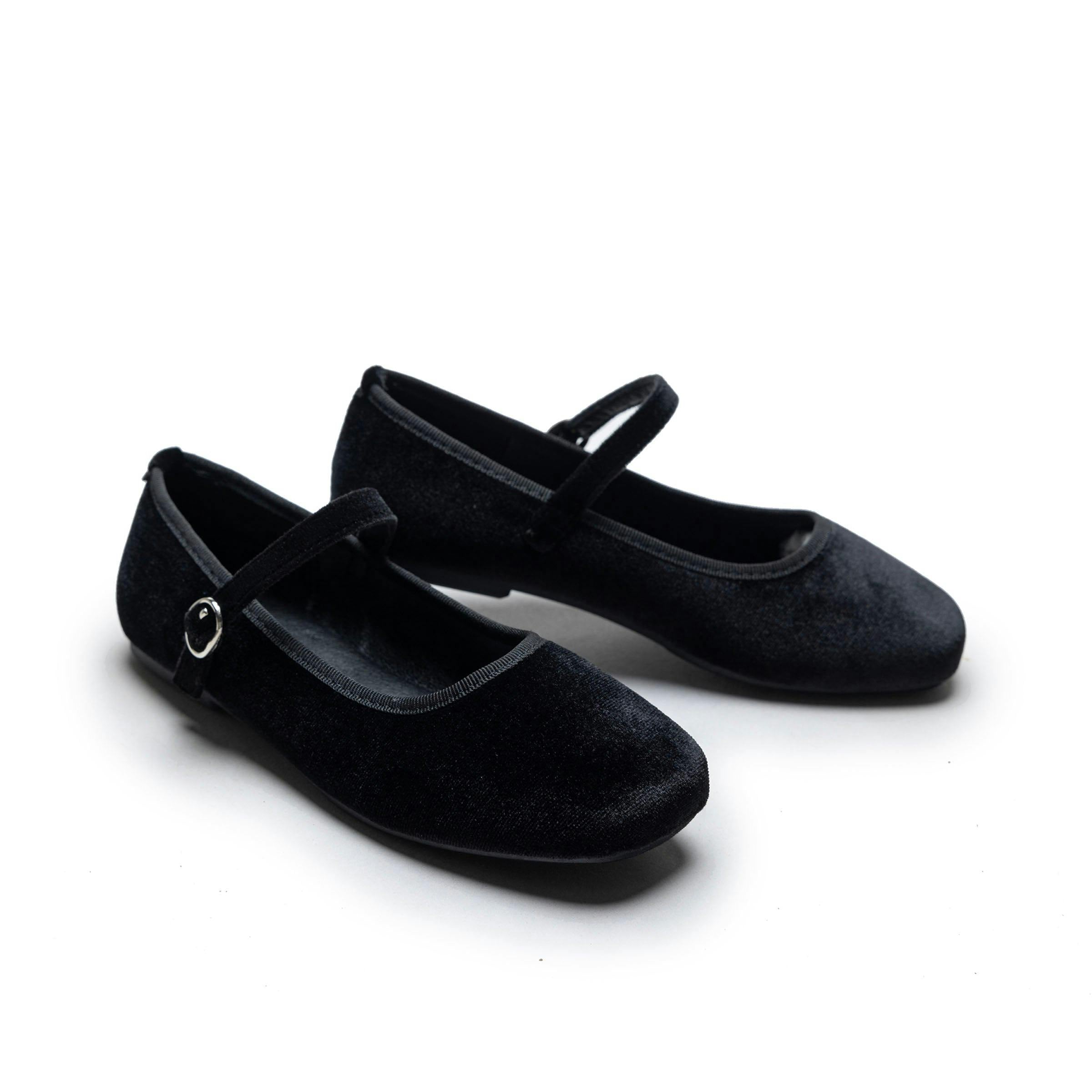 Black Michelle Satin Velvet Flats