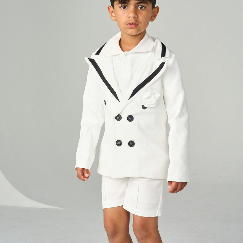 Alex White Boys Blazer With Black Contrast Line