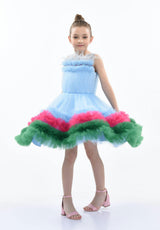 Blue Granada Ruffle Tulle Dress