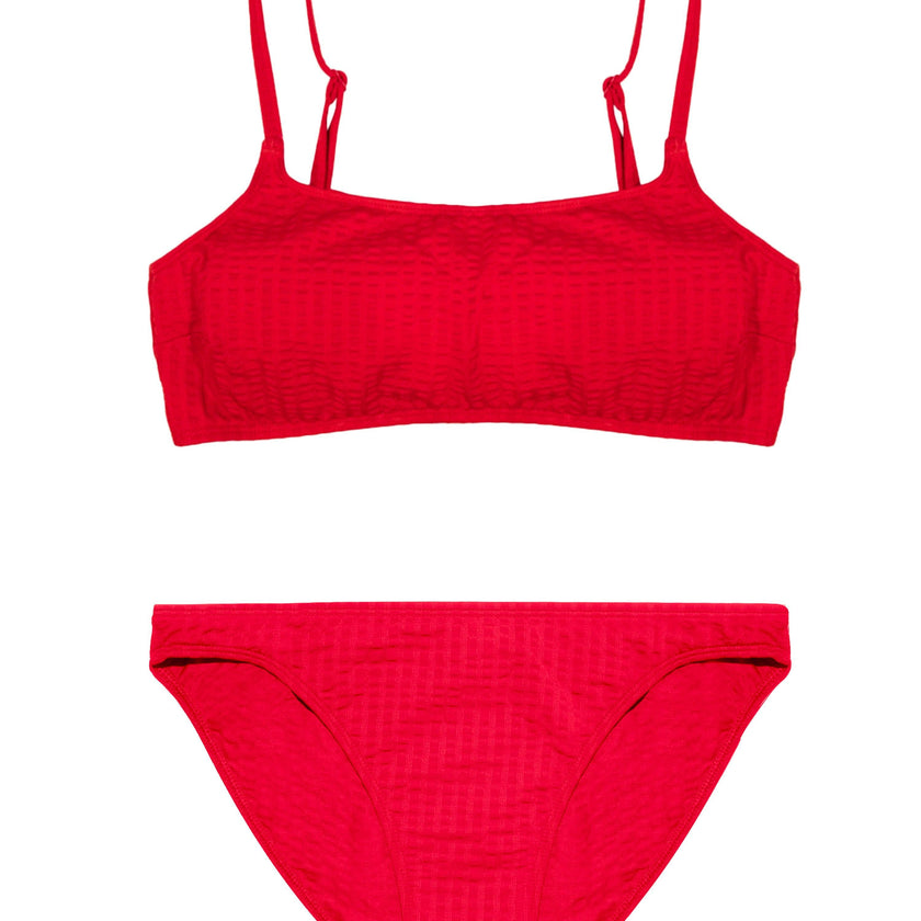 Maillot de bain deux pièces Ado, Bralette & Brief - Waffle Red