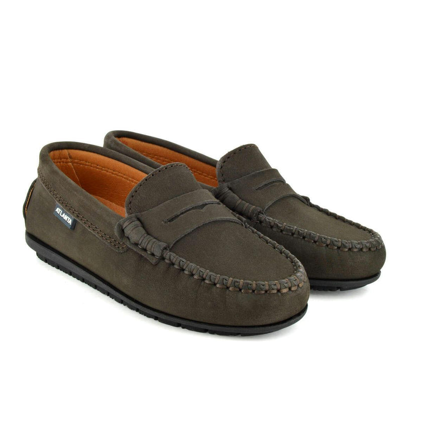 Penny Moccasin in Nubuck, Dark Brown
