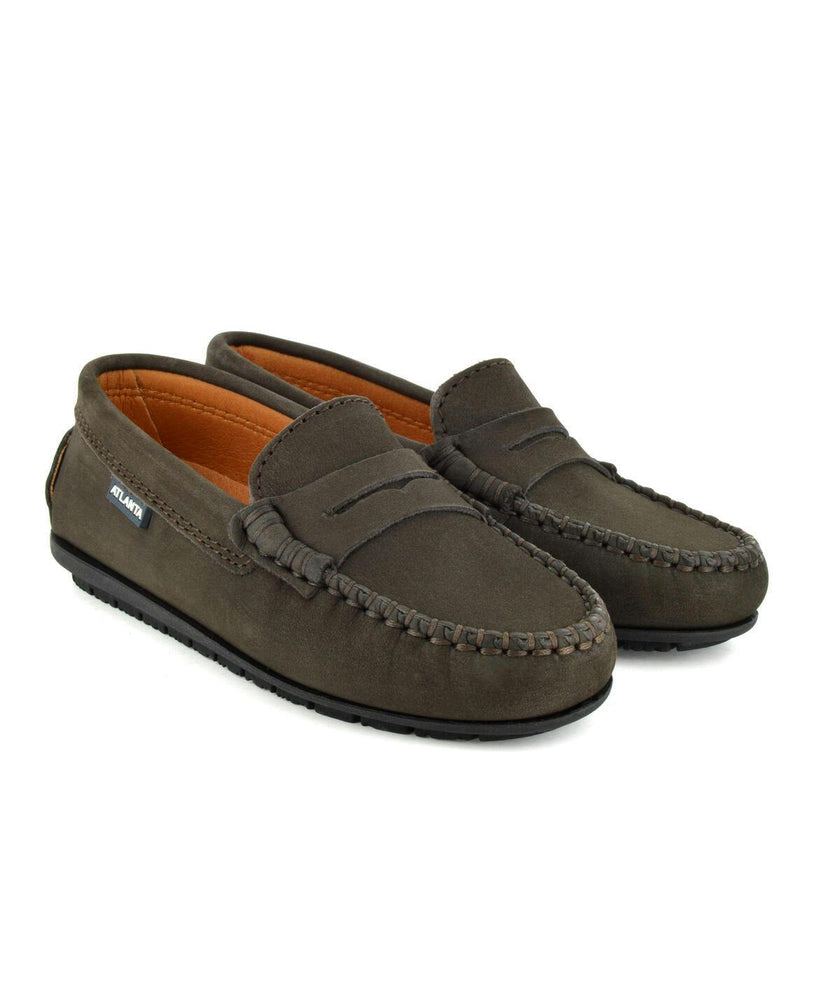 Penny Moccasin in Nubuck, Dark Brown