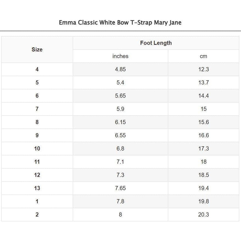 Emma Classic White Bow T-Strap Mary Jane