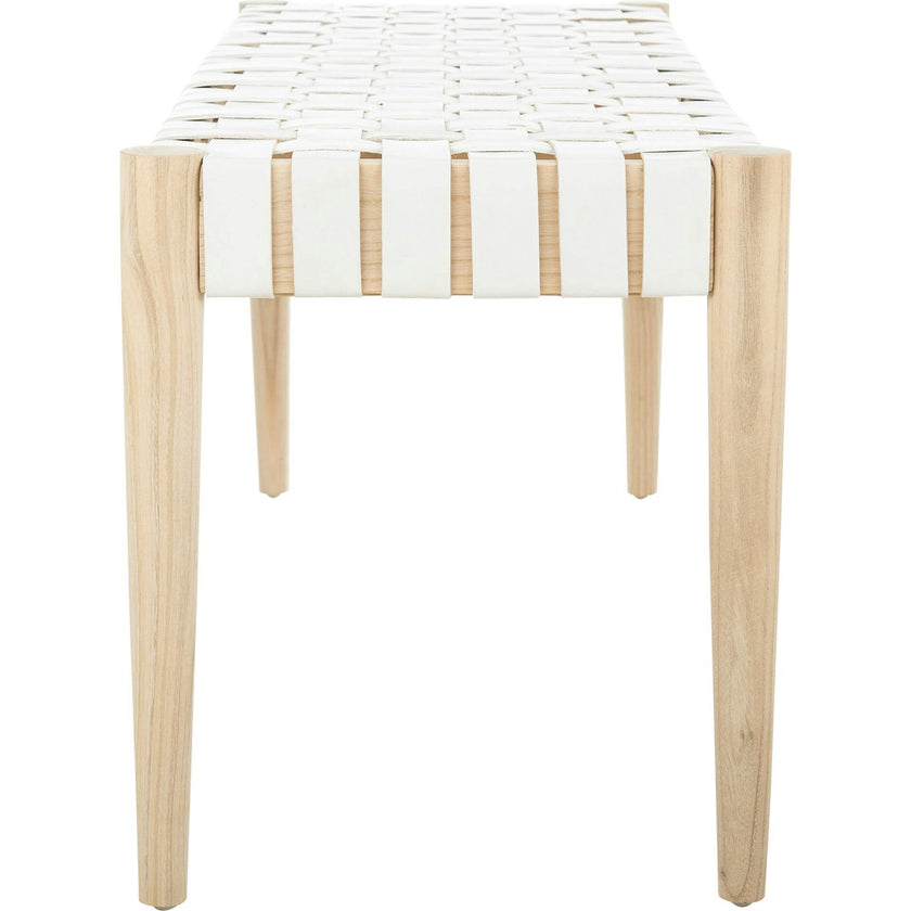 Amalia Leather Weave Bench