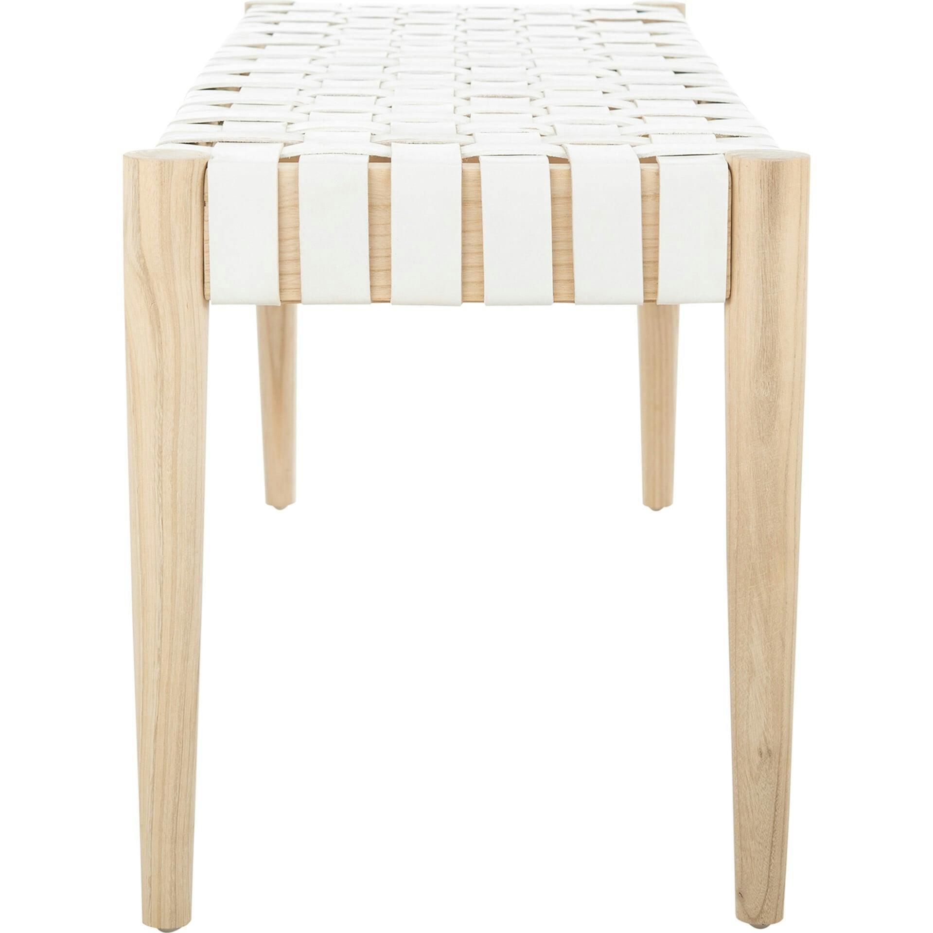 Amalia Leather Weave Bench