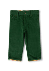 Olive Green Corduroy Lined Adventure Jeans, Green