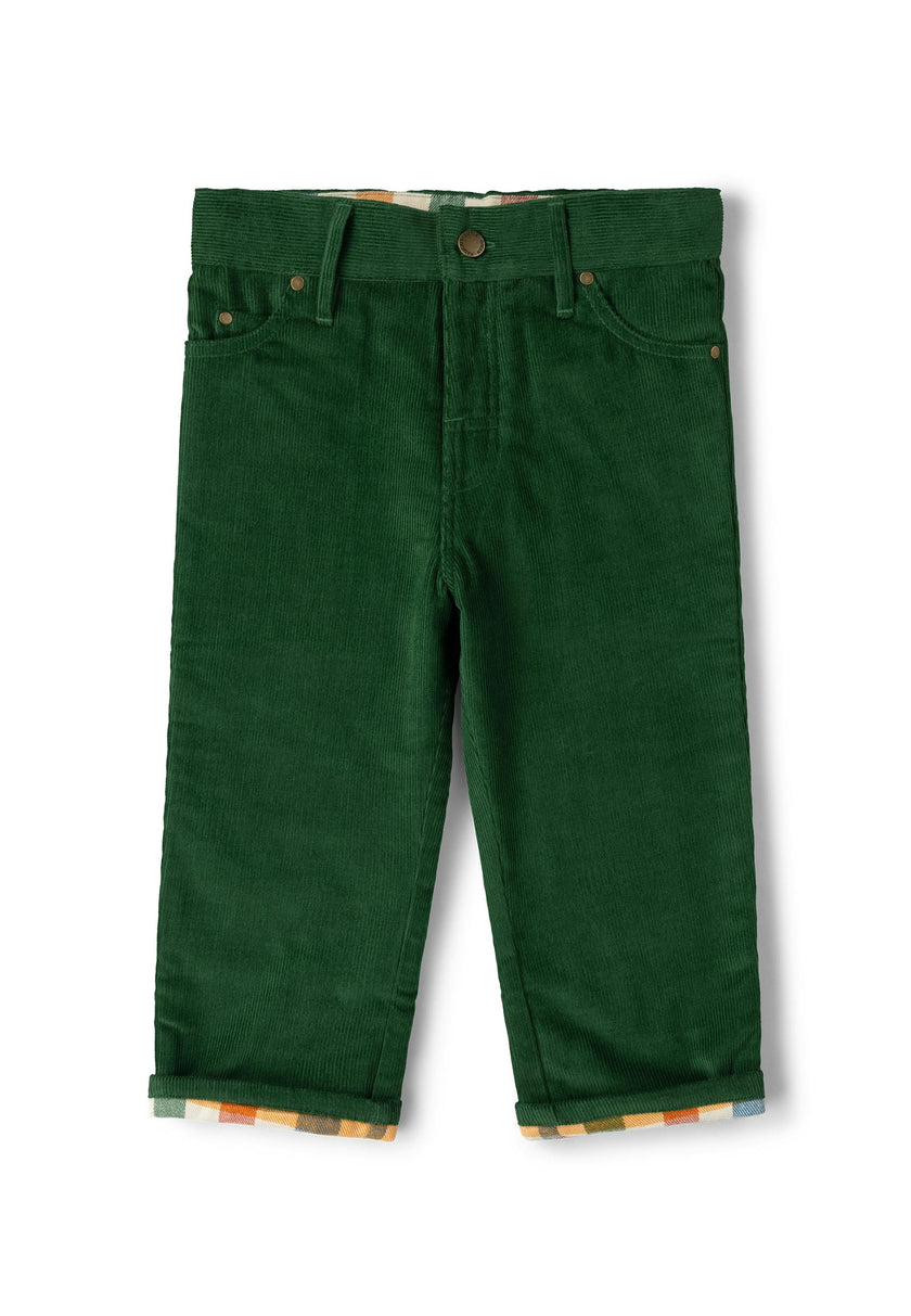 Olive Green Corduroy Lined Adventure Jeans, Green