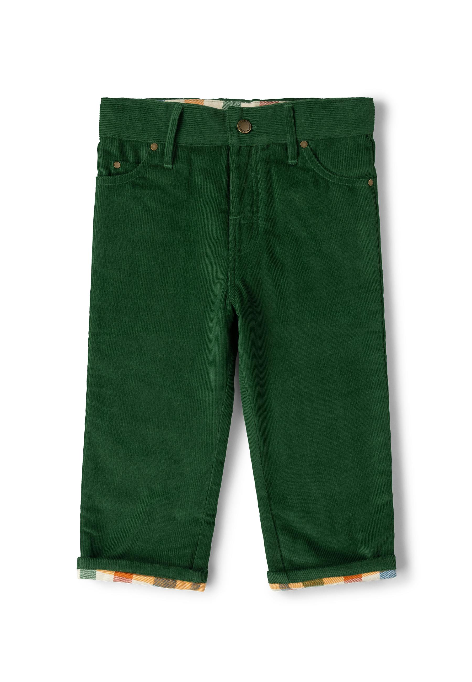 Olive Green Corduroy Lined Adventure Jeans, Green