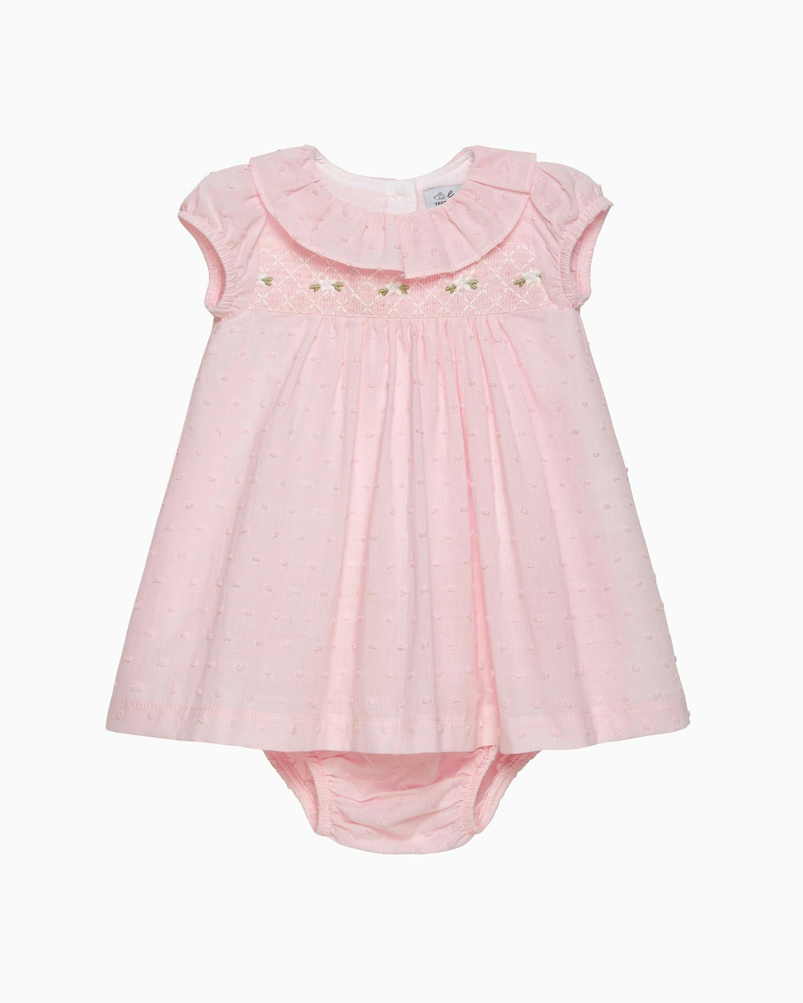 Baby My First Smocked Dress in Pale Pink Flowers