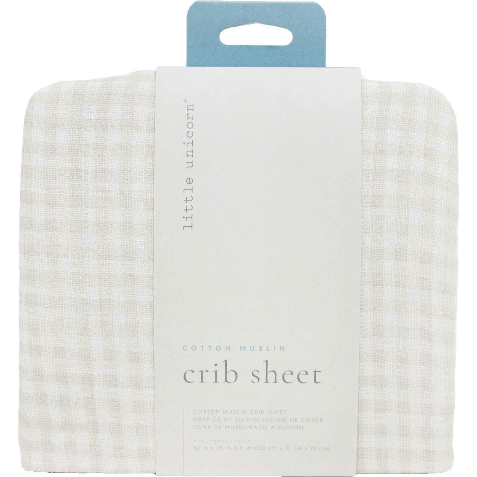 Cotton Muslin Crib Sheet - Tan Gingham