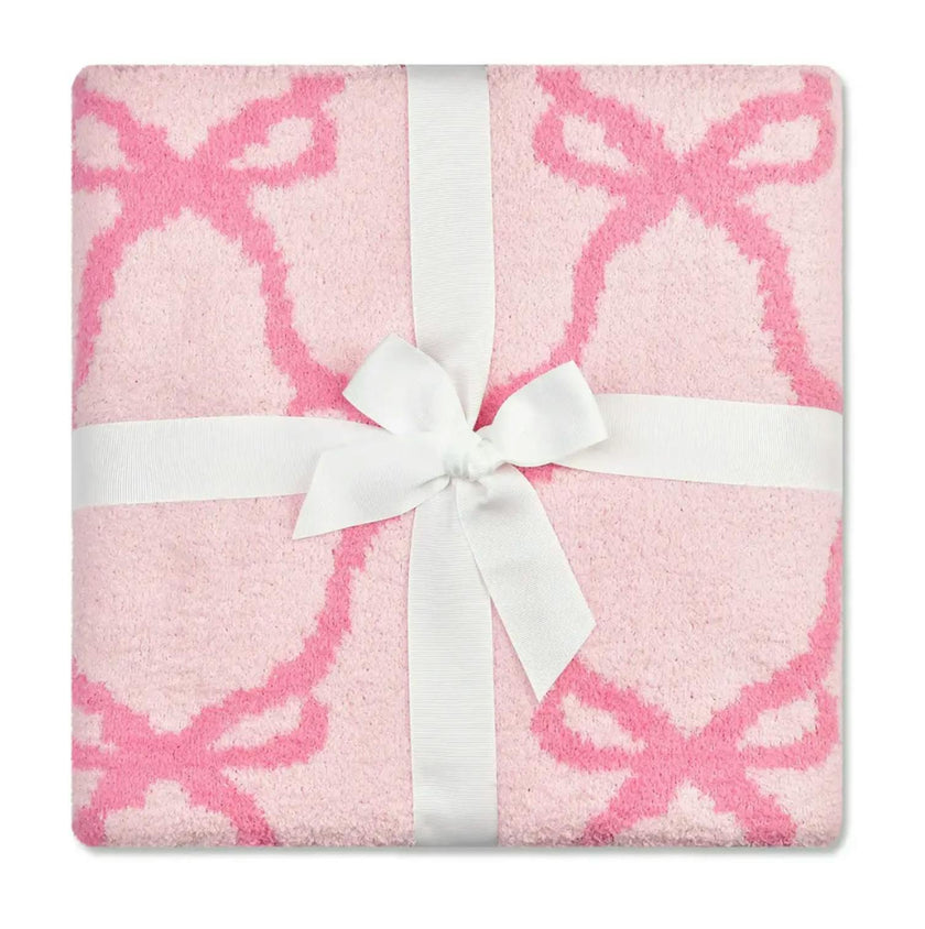Sweet Trellis Bow Cozy Knit Blanket