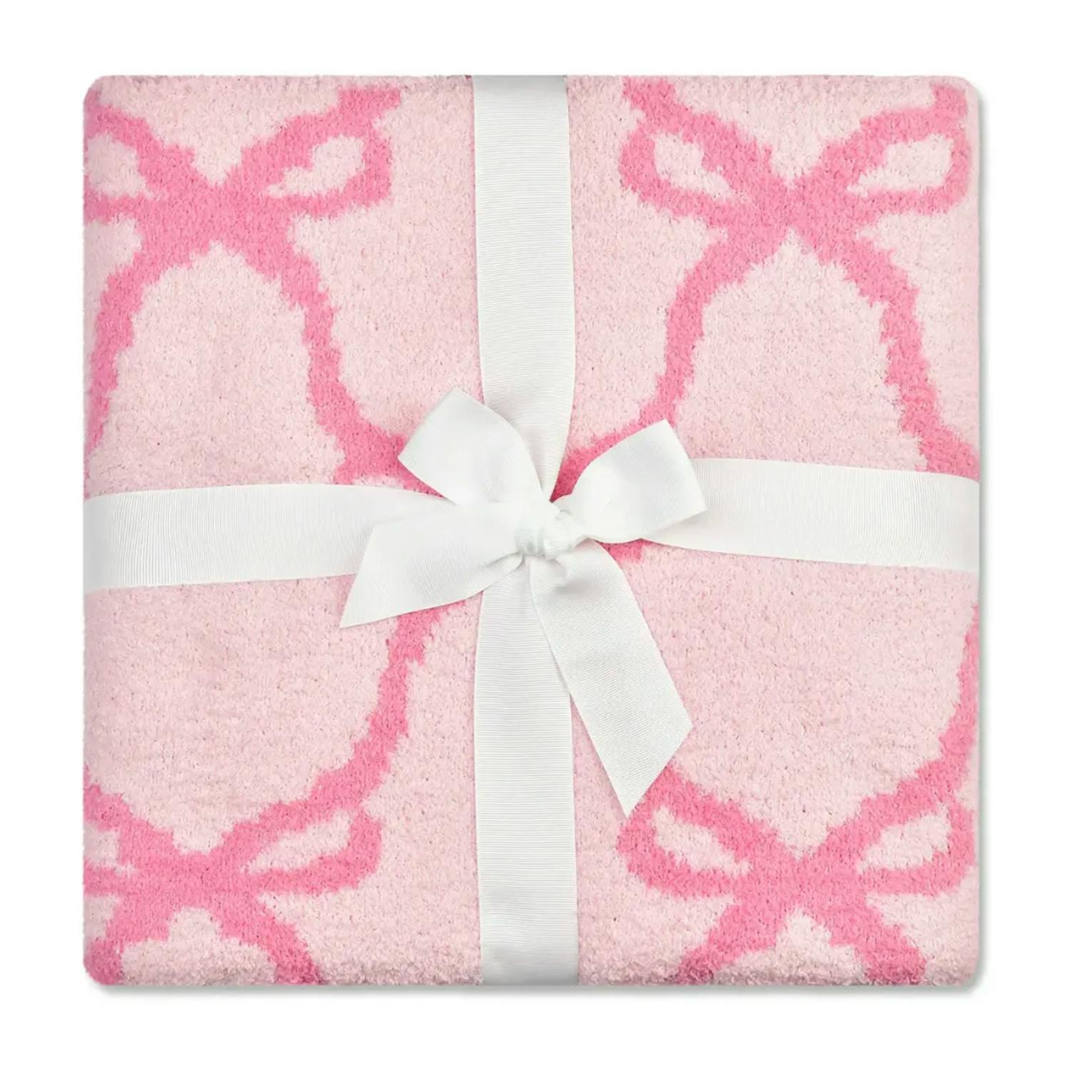 Sweet Trellis Bow Cozy Knit Blanket