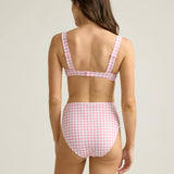 women's blush gingham high waist bikini bottom