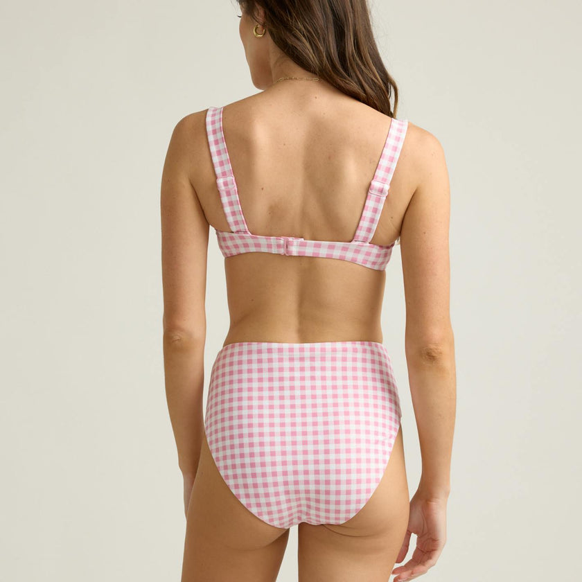 women's blush gingham high waist bikini bottom
