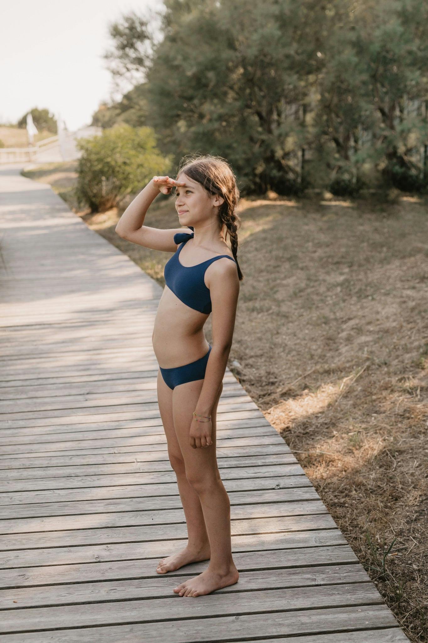 Victoria Towelling Bikini in Spaceblue
