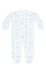 Blue Lone Star Toile Print Crossover Footie