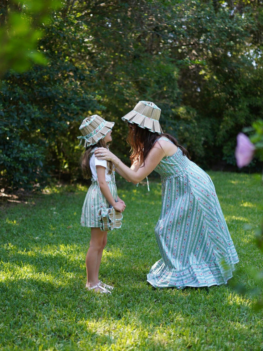 Lorna Murray x La Coqueta Sage Floral Stripe Beauty Point Woman Grass Hat
