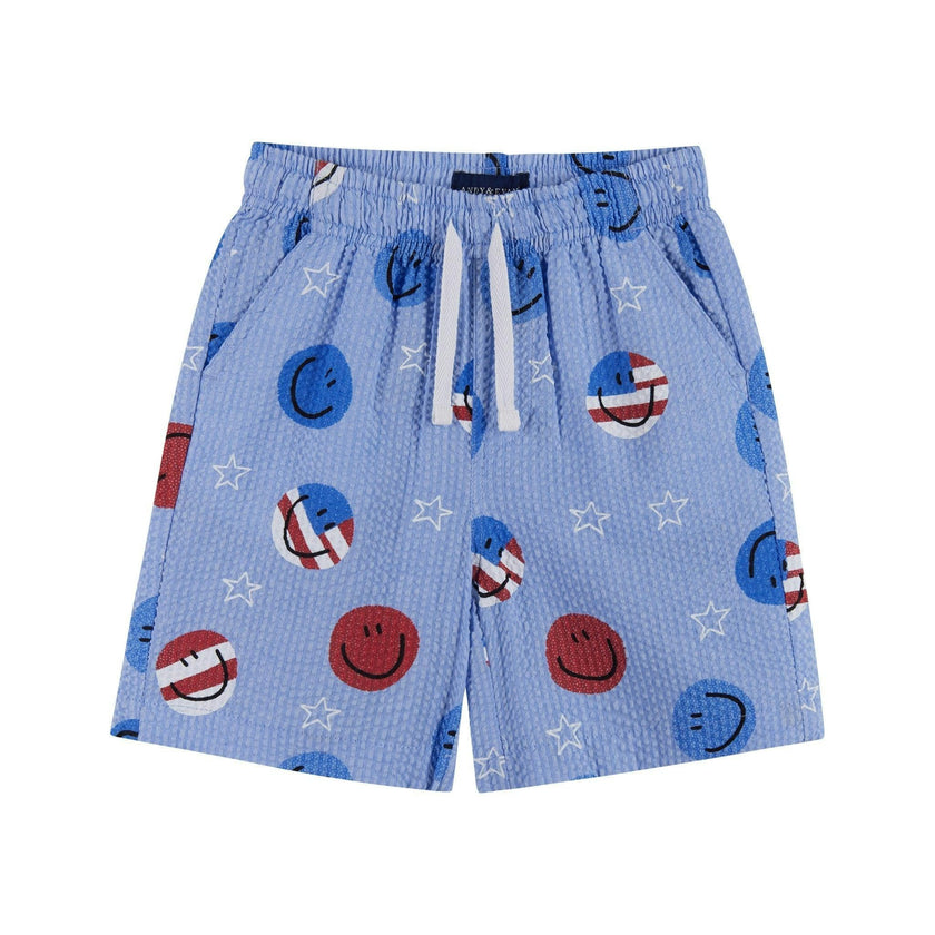 Boys Short Sleeve Seersucker Set | Patriotic Smile