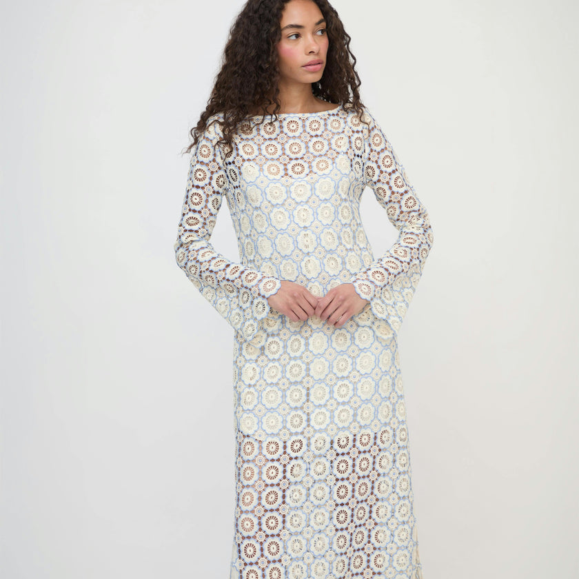 The Eliza Dress - Blue Dahlia Lace