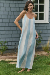 Grace Maxi Dress in White/Blue Stripe