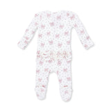 Bows and Hearts - 2 Way Ruffle Back Zipper Footie