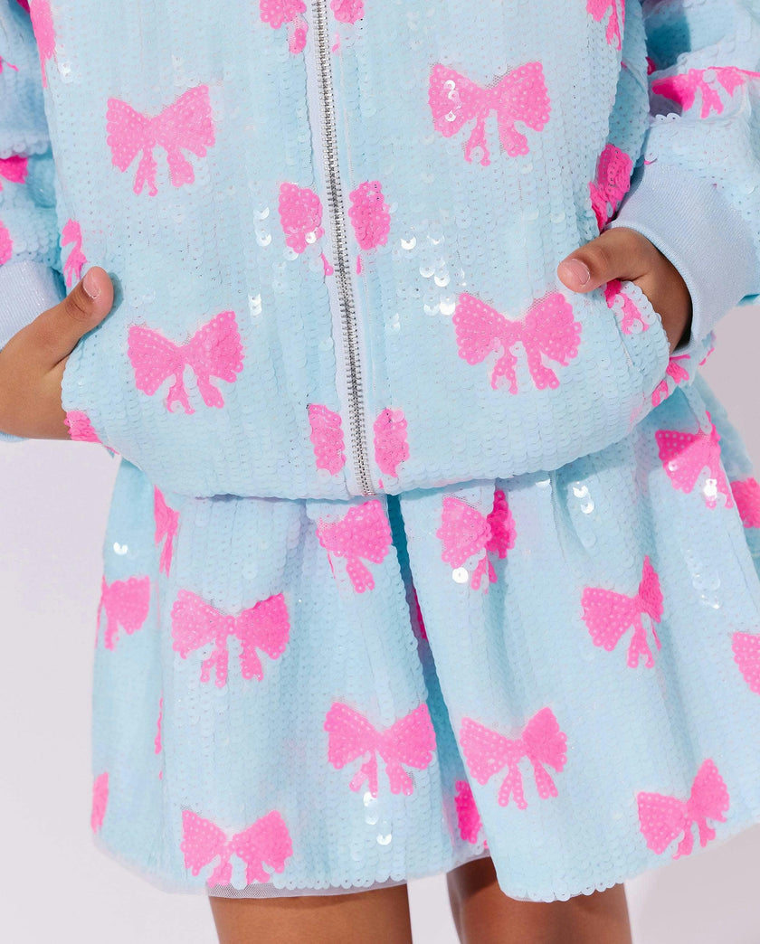 Pretty in Bows Sequin Bomber