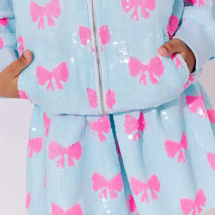 Pretty in Bows Sequin Bomber