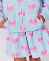 Pretty in Bows Sequin Bomber