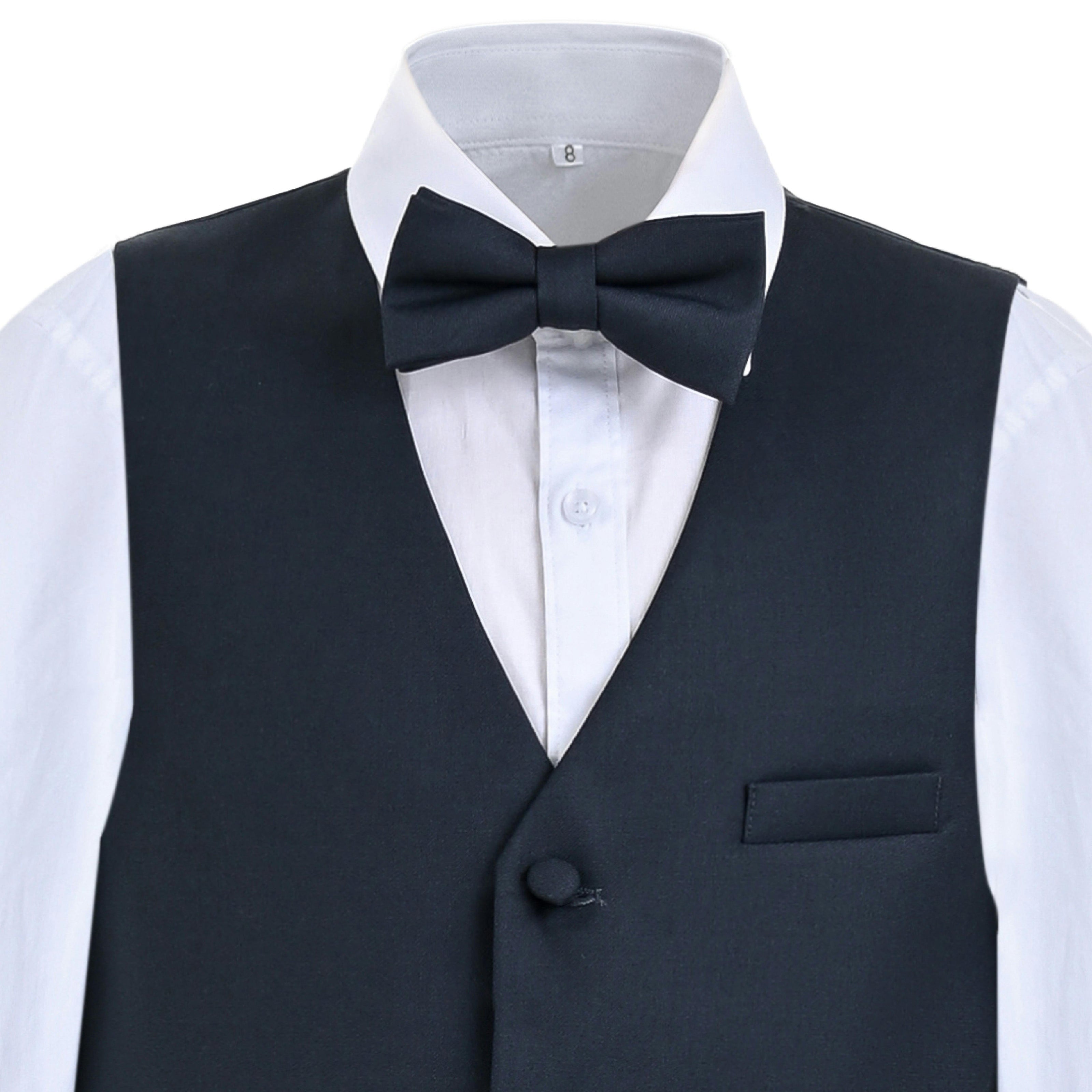 Gray Serge Formal Vest & Bow Tie Suit Set