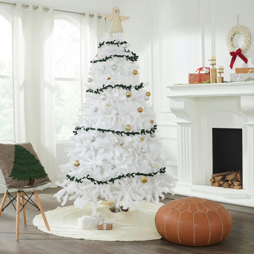 Handmade Christmas Garland and Bunting - Cream Velvet Balls and Felt Mistletoe - 6'