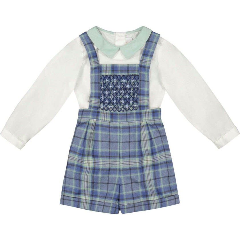 George Blue Tartan Overalls and Shirt
