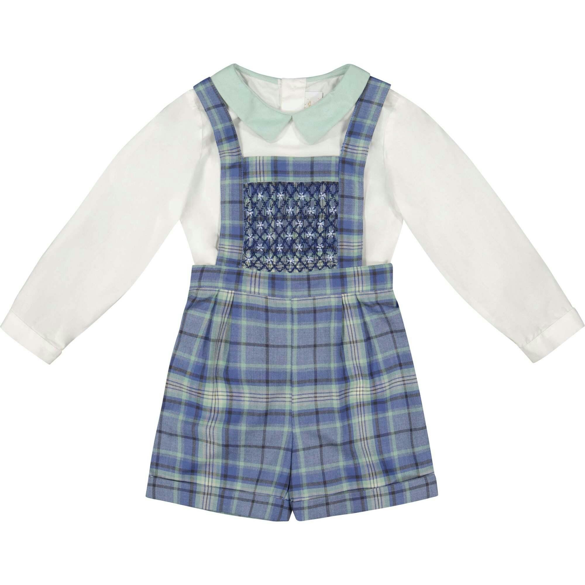 George Blue Tartan Overalls and Shirt