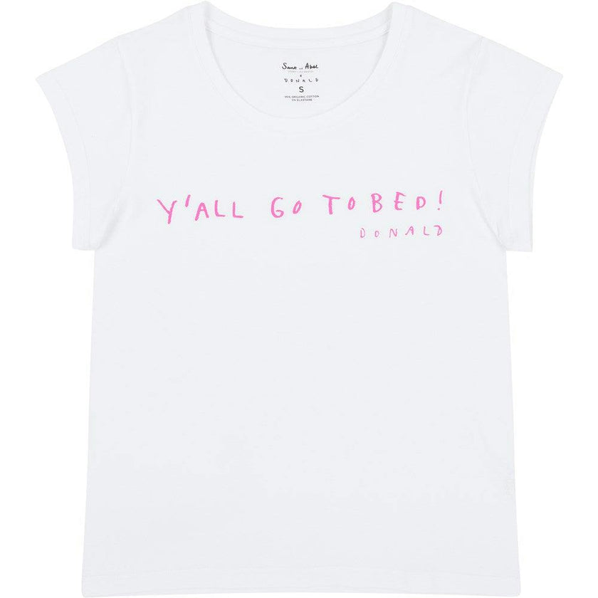 Women's Drawbertson Pink Y'All Go To Bed T-Shirt