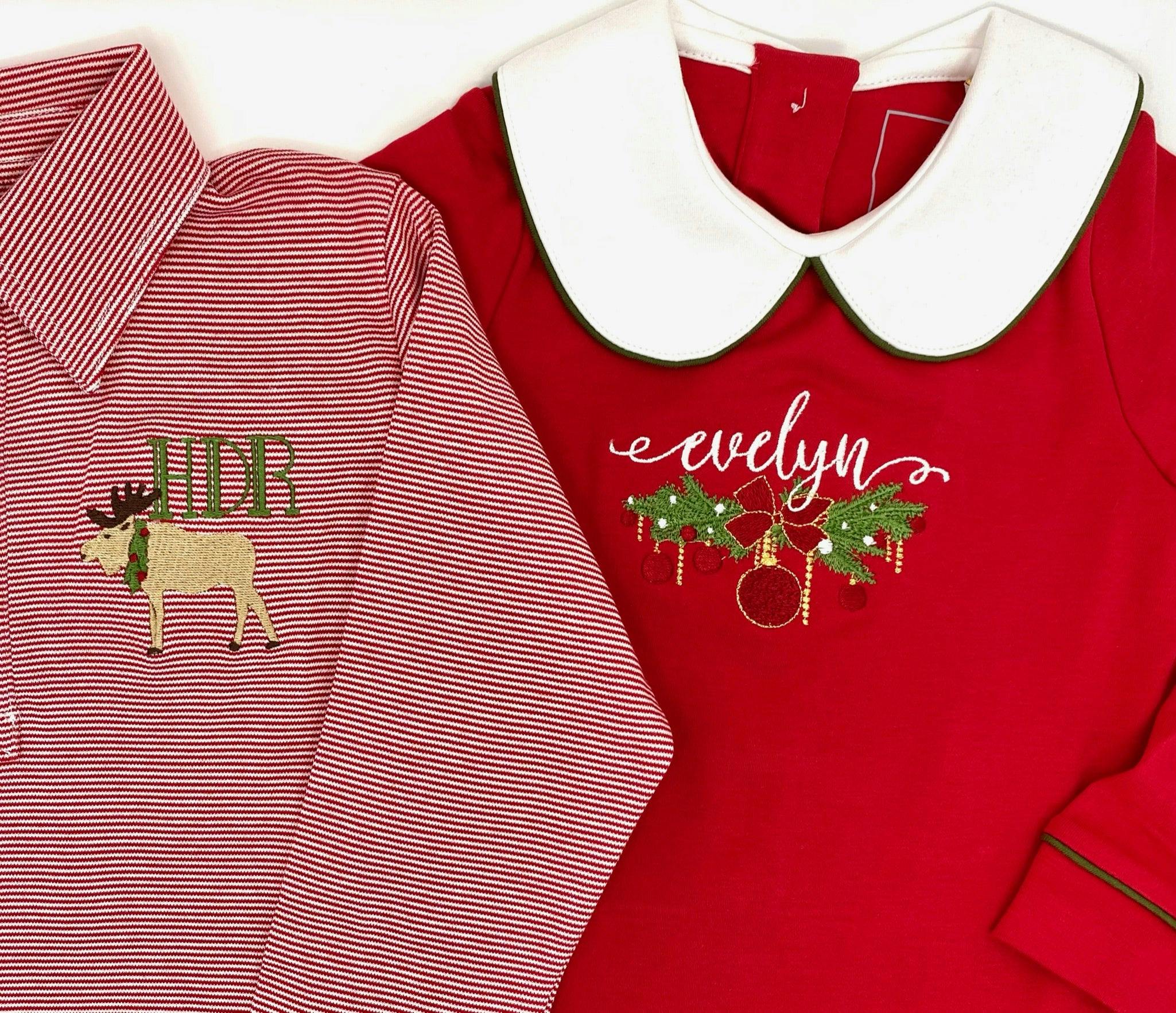Lillian Girls' Dress Red with Green Piping