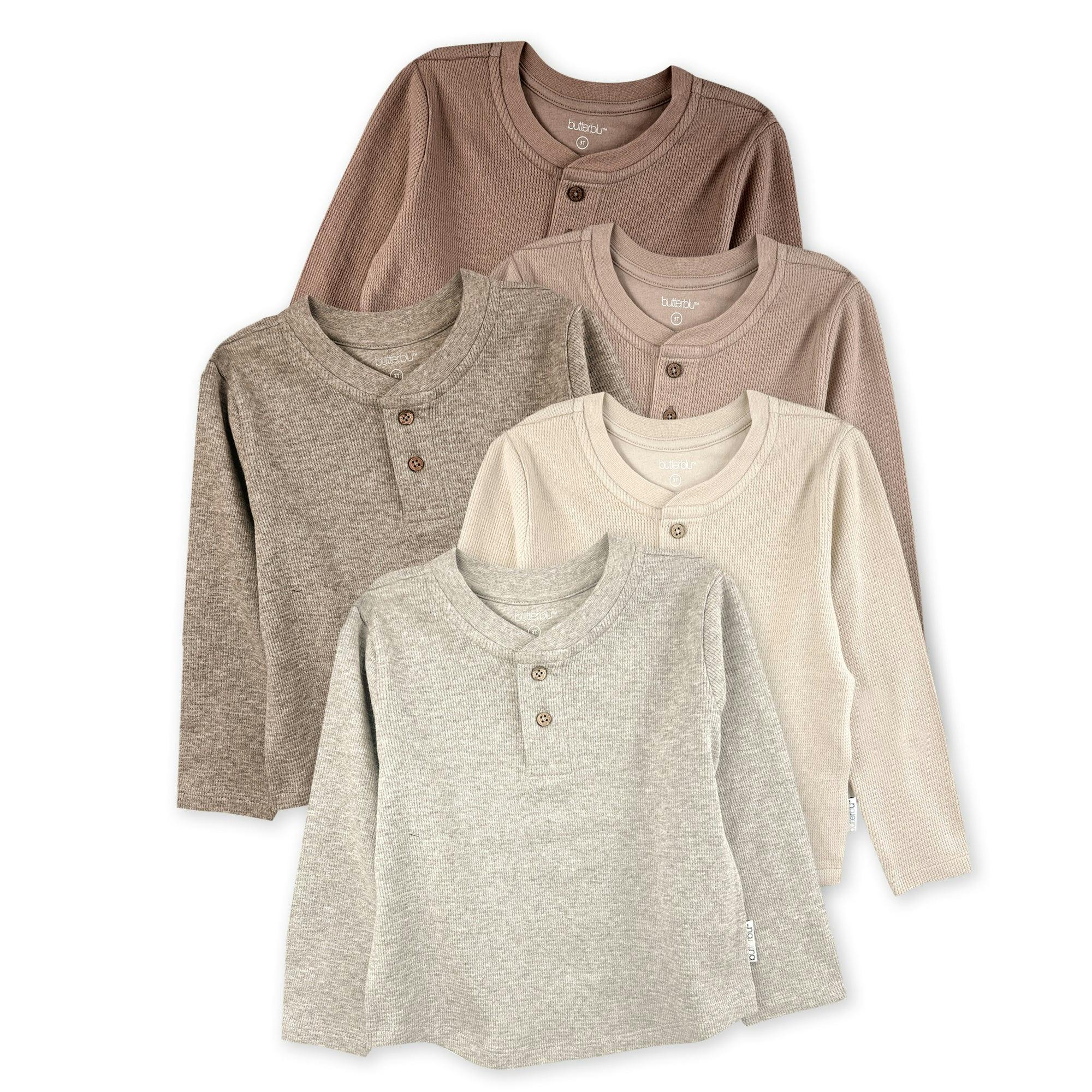PAYTON 5-Pack Toddler Long Sleeve Thermal Henley Shirts