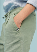 Grey Green Linen Cotton Shorts