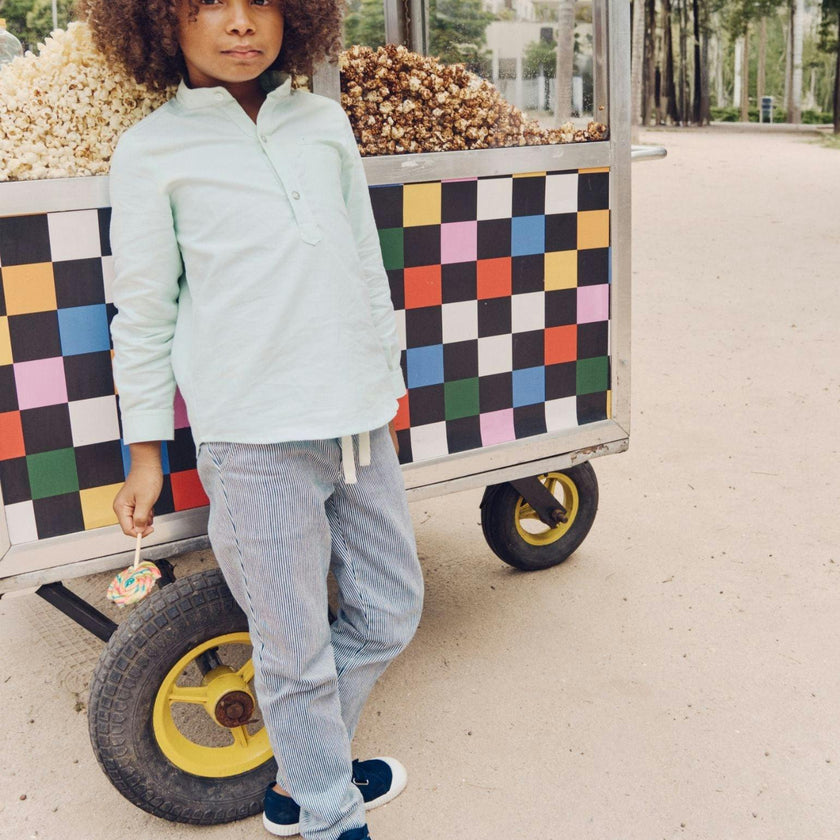 Blue Stripe Andreas Boy Cotton Trousers