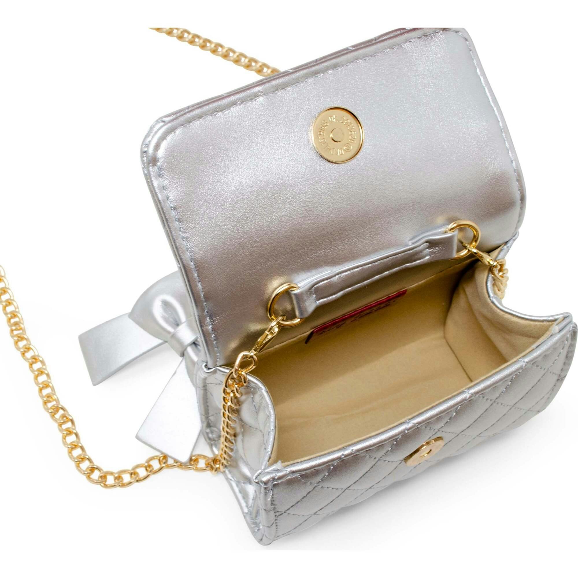 Quilted Pearl Handle Bow Ribbon Handbag